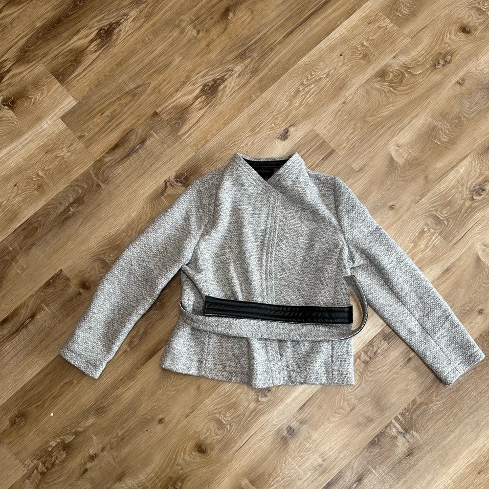 Banana Republic Gray Knit Jacket with Black Trim